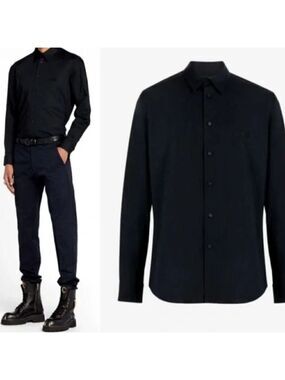 Roberto Cavalli | Camicia Comfort Fit Monogram Shirt in Black
